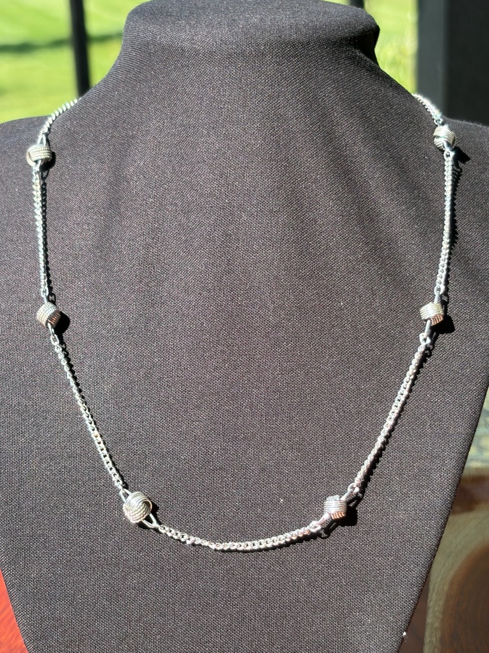 Vintage Avon Love Knot Silver-Tone Necklace